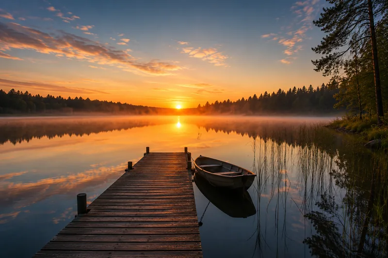 AI-generated Lake Morning Glow