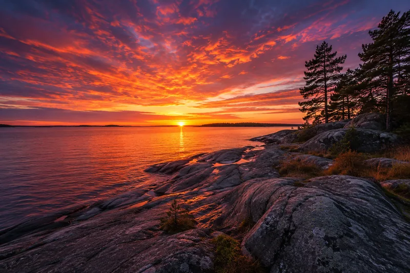 AI-generated Finnish Coast Sunset