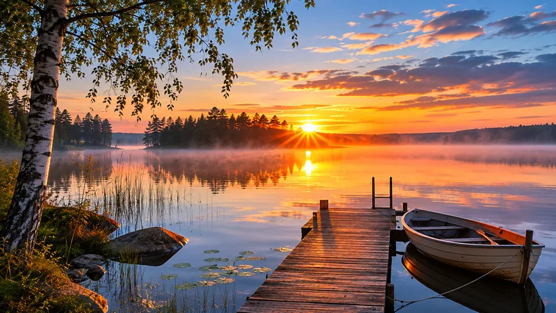 AI-generated Finnish Lake Sunrise